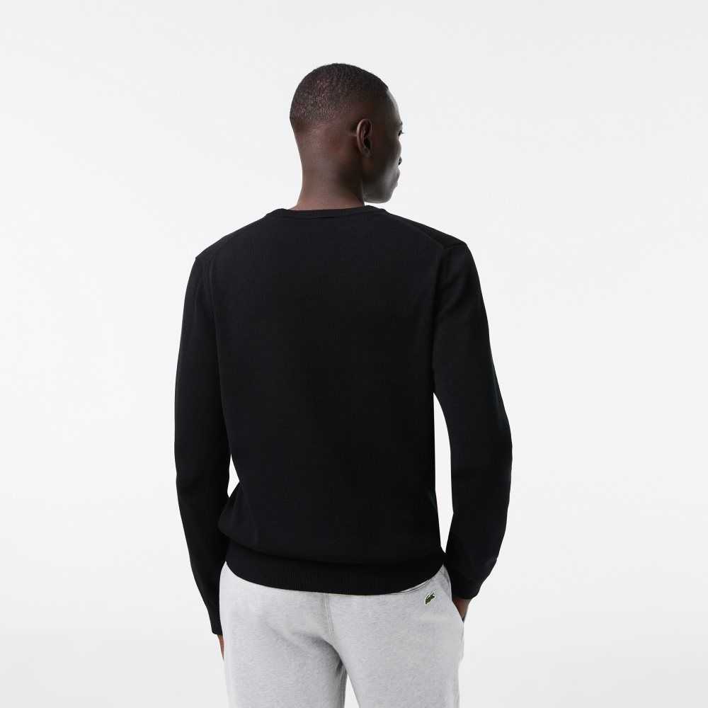 Lacoste Crew Neck Bomull Svarta | FVOPK-6197