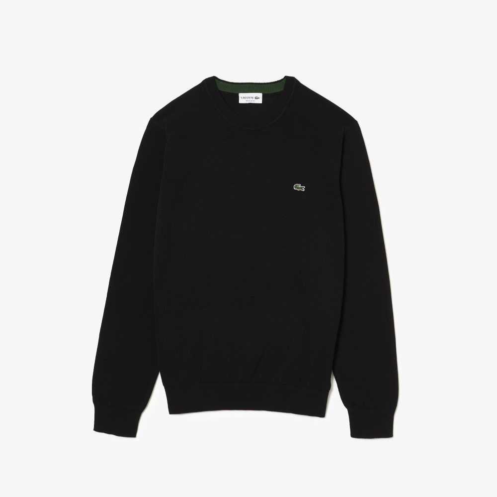 Lacoste Crew Neck Bomull Svarta | FVOPK-6197