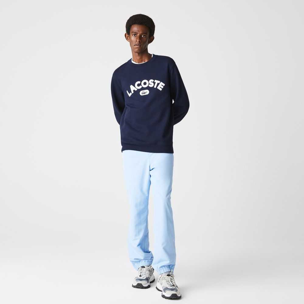 Lacoste Crew Neck Branded Terry Marinblå Blå | KCJXB-8643