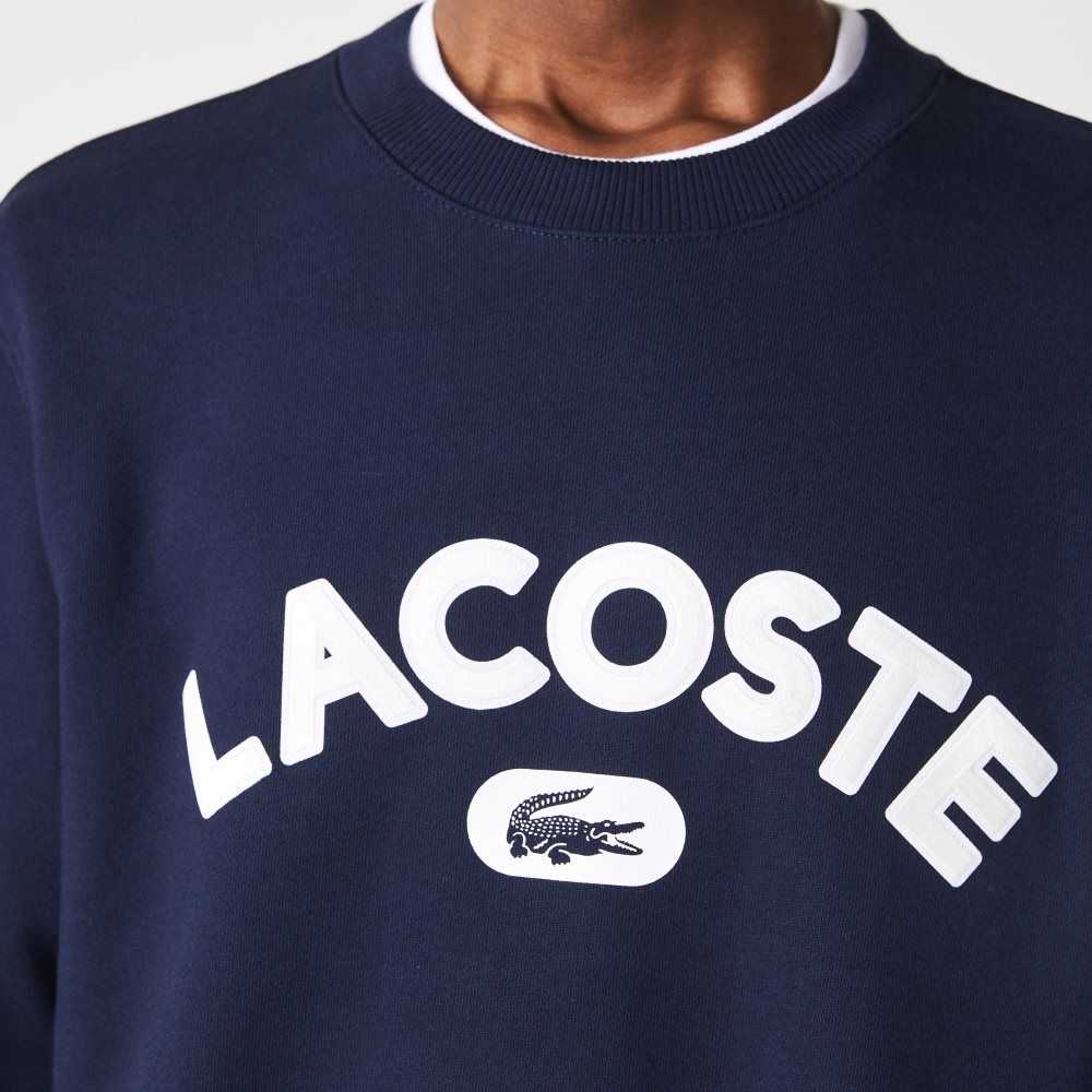 Lacoste Crew Neck Branded Terry Marinblå Blå | KCJXB-8643