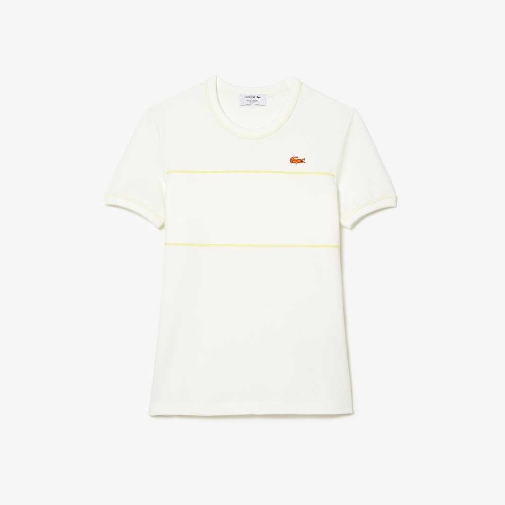 Lacoste Crew Neck French Made Organic Bomull Pique T-Shirt Vita | JUYFV-2389