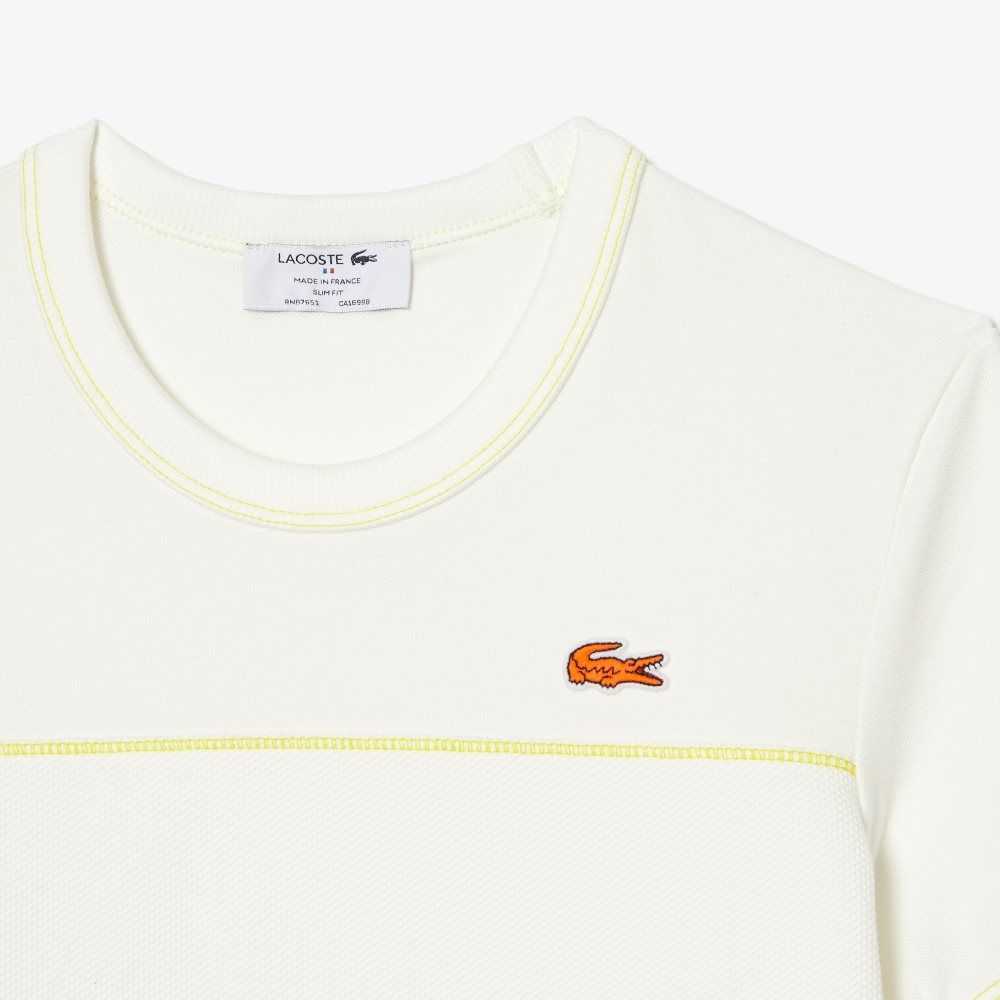 Lacoste Crew Neck French Made Organic Bomull Pique T-Shirt Vita | JUYFV-2389