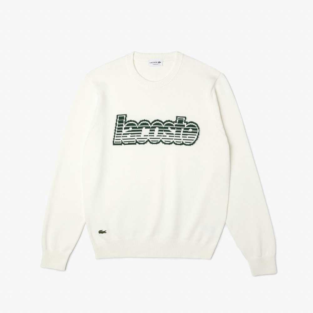 Lacoste Crew Neck Jersey Vita Gröna | YZSTF-9647