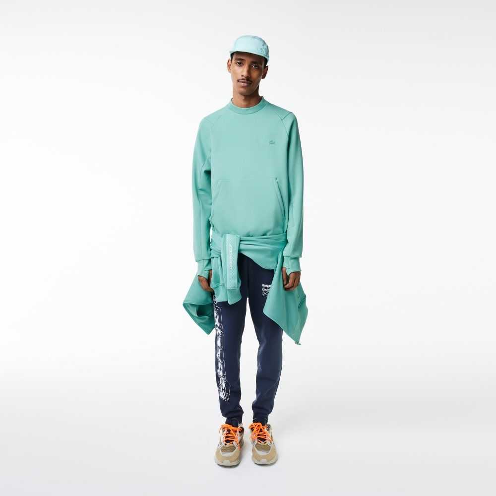 Lacoste Crew Neck Kangaroo Pocket Bomull Blend Mintgröna | BULPK-4958