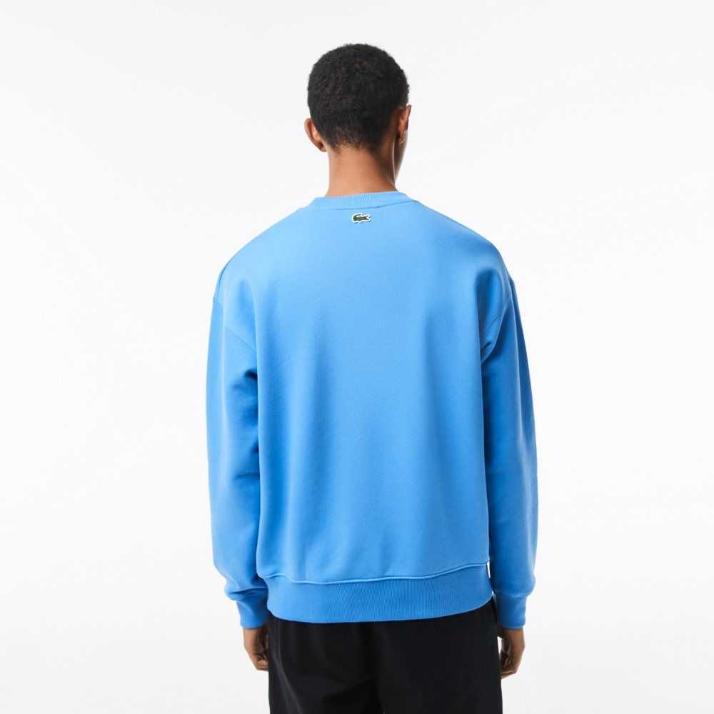 Lacoste Crew Neck Loose Fit Croc Print Blå | OPWGC-2917