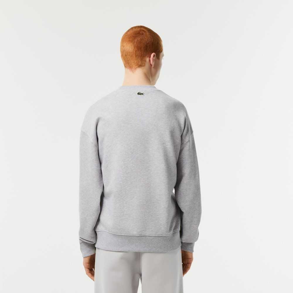 Lacoste Crew Neck Loose Fit Croc Print Grå | MXYNT-5420