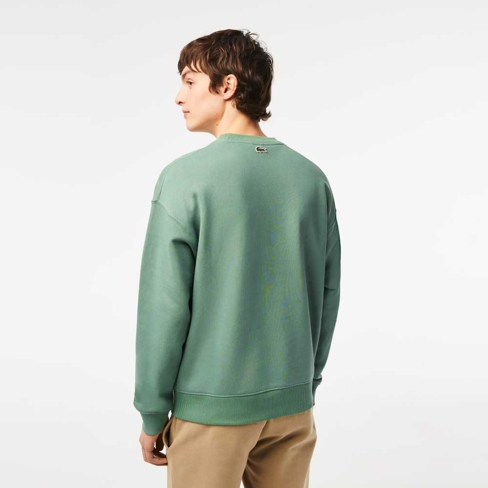 Lacoste Crew Neck Loose Fit Croc Print Khaki Gröna | HOJDG-8196