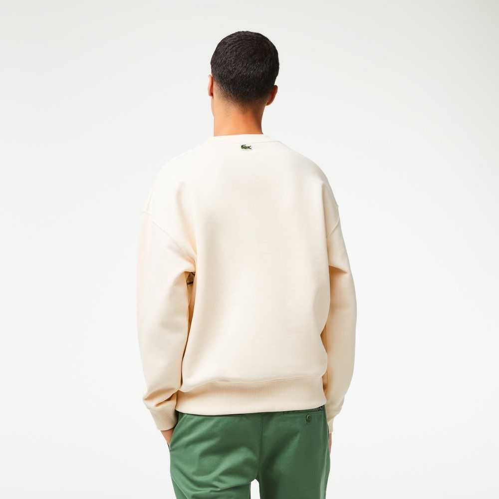 Lacoste Crew Neck Loose Fit Croc Print Vita | ZGKYN-8095