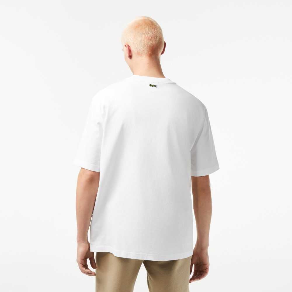 Lacoste Crew Neck Loose Fit Crocodile Print Vita | AIBNW-1758