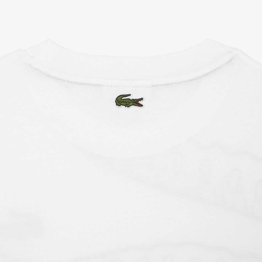 Lacoste Crew Neck Loose Fit Crocodile Print Vita | AIBNW-1758