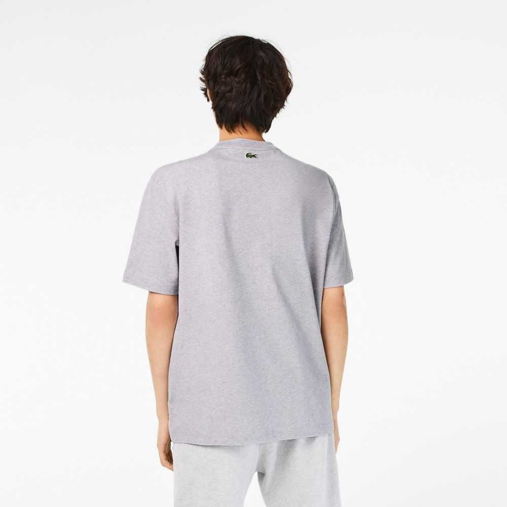 Lacoste Crew Neck Loose Fit Crocodile Print Grå | YDTPM-9485