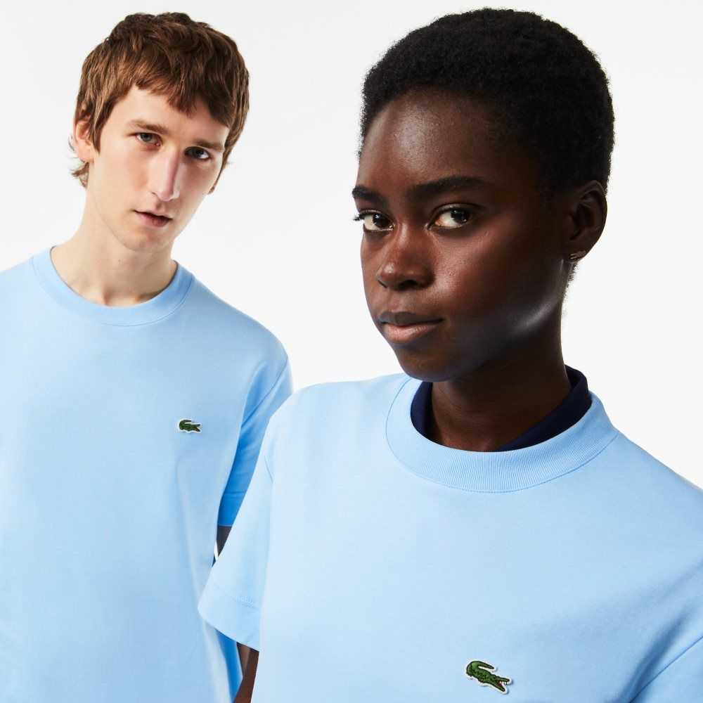 Lacoste Crew Neck Organic Bomull Blå | UYQKS-1470