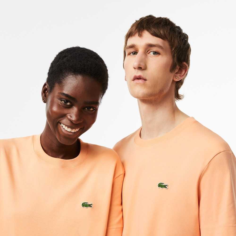 Lacoste Crew Neck Organic Bomull Ljusorange | BFOQW-0732