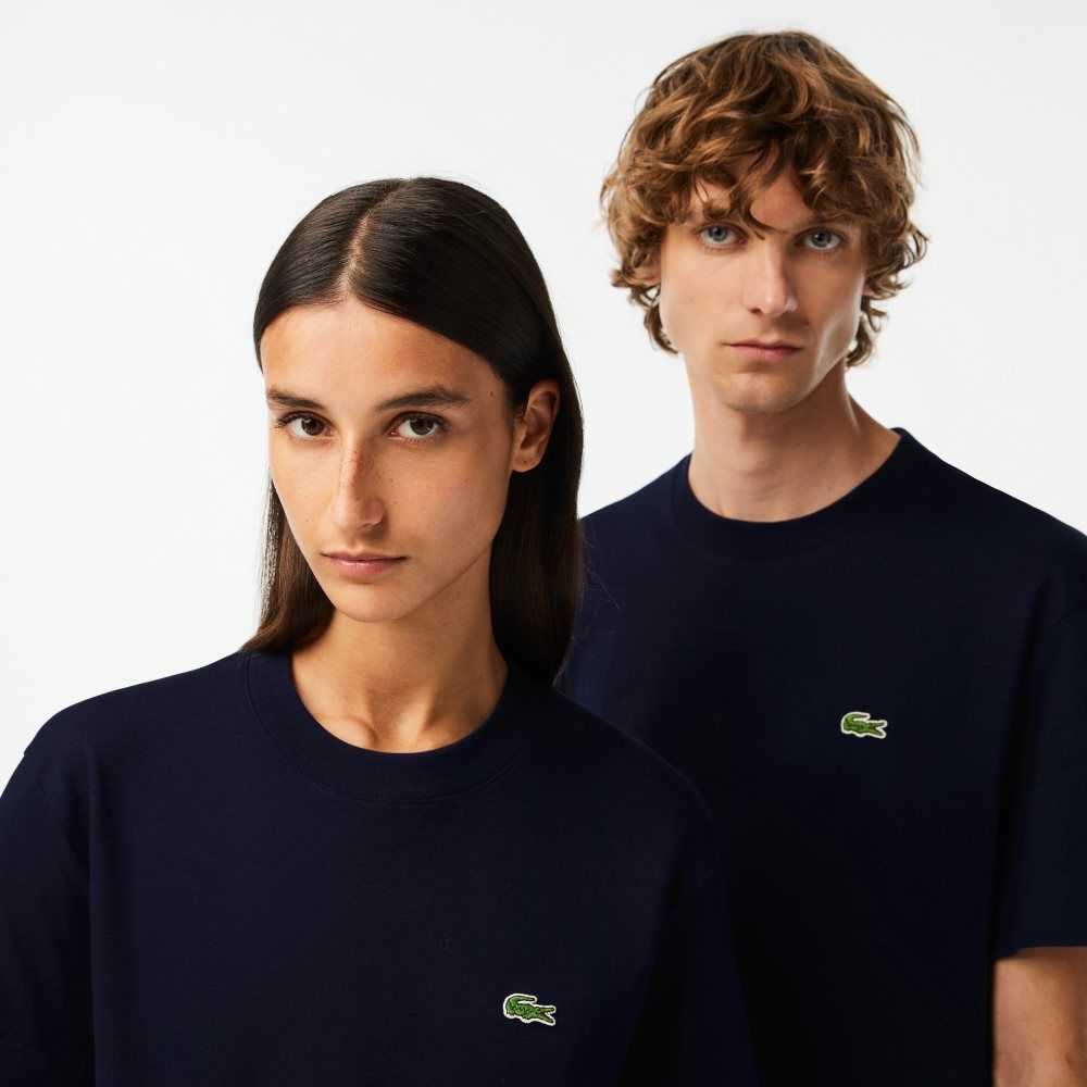 Lacoste Crew Neck Organic Bomull Marinblå Blå | AIMDN-8253