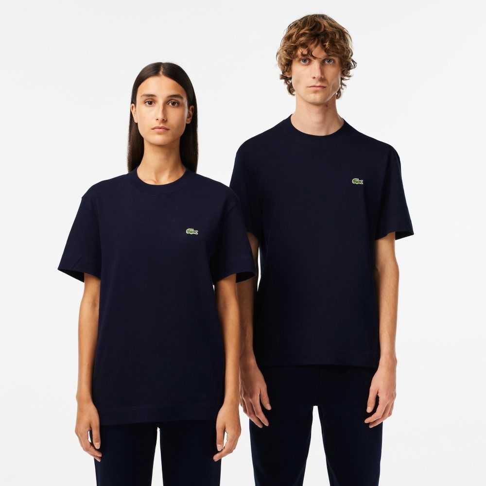 Lacoste Crew Neck Organic Bomull Marinblå Blå | AIMDN-8253