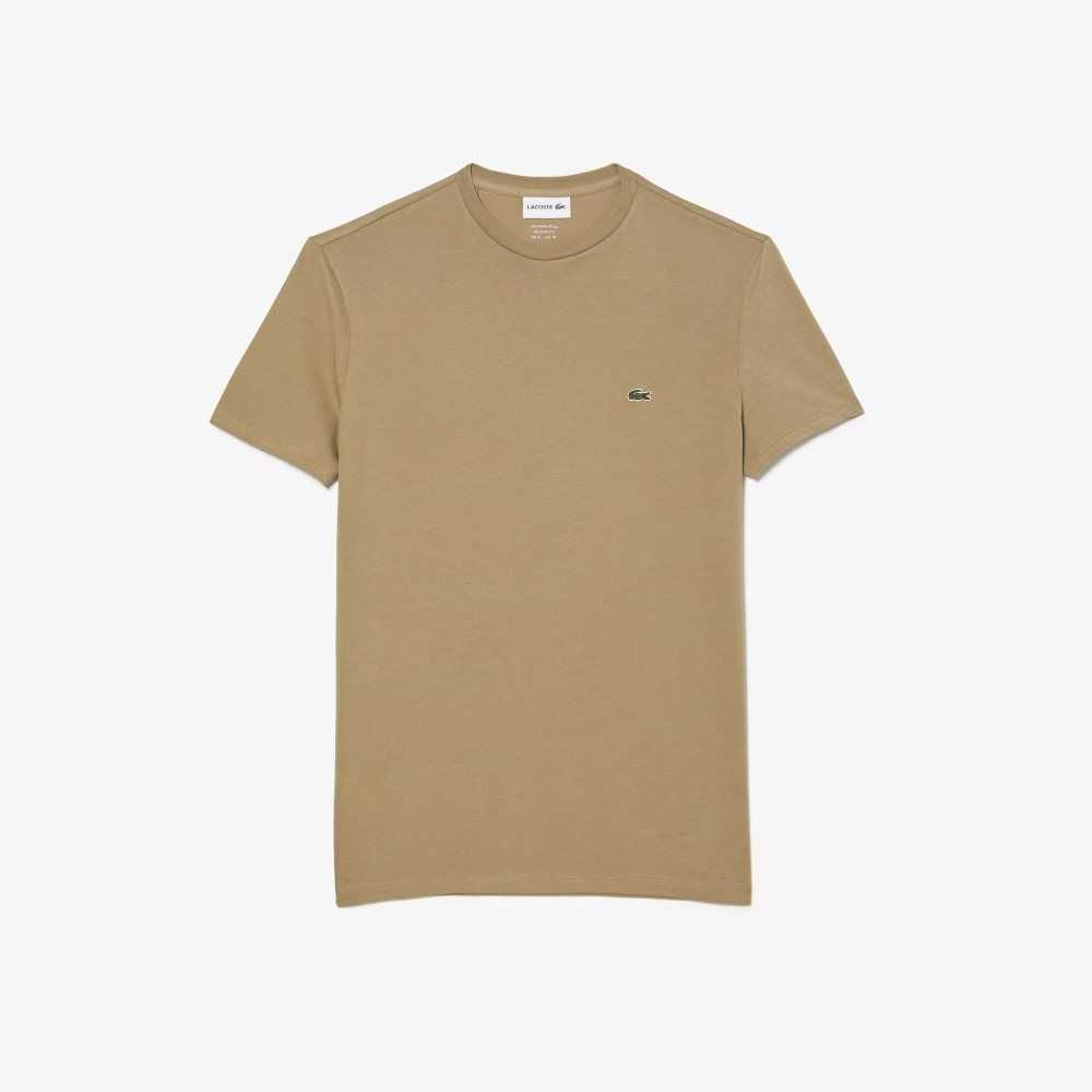 Lacoste Crew Neck Pima Bomull Jersey Beige | QXNVE-0247