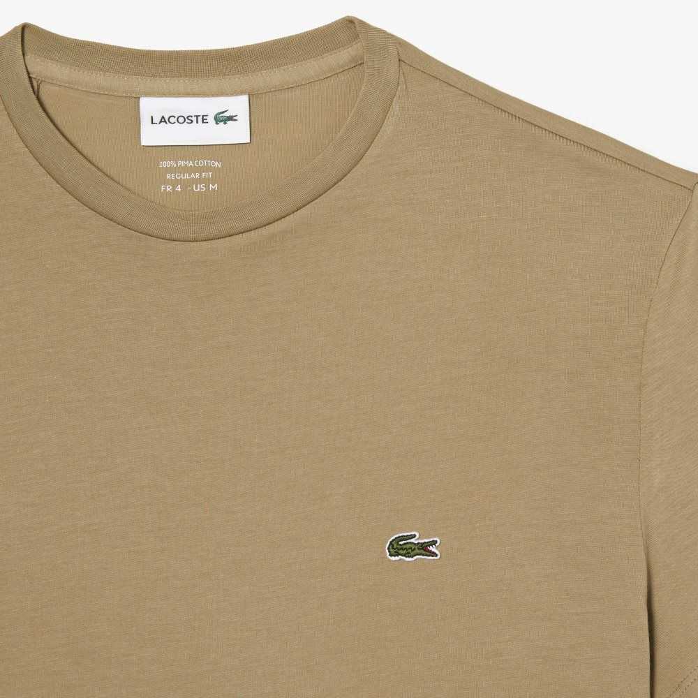 Lacoste Crew Neck Pima Bomull Jersey Beige | QXNVE-0247