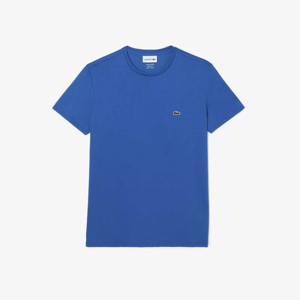 Lacoste Crew Neck Pima Bomull Jersey Blå | RCXWL-1289