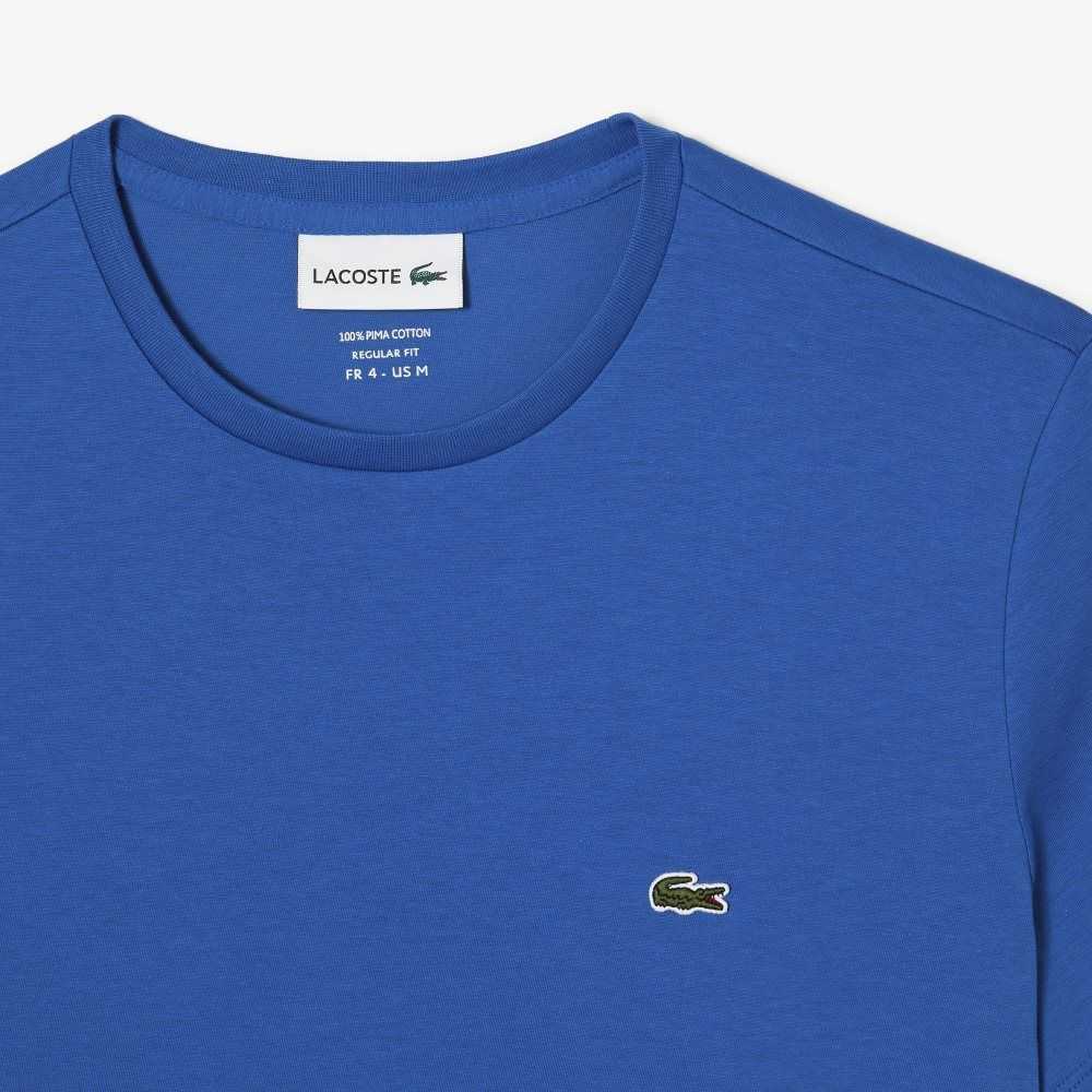 Lacoste Crew Neck Pima Bomull Jersey Blå | RCXWL-1289