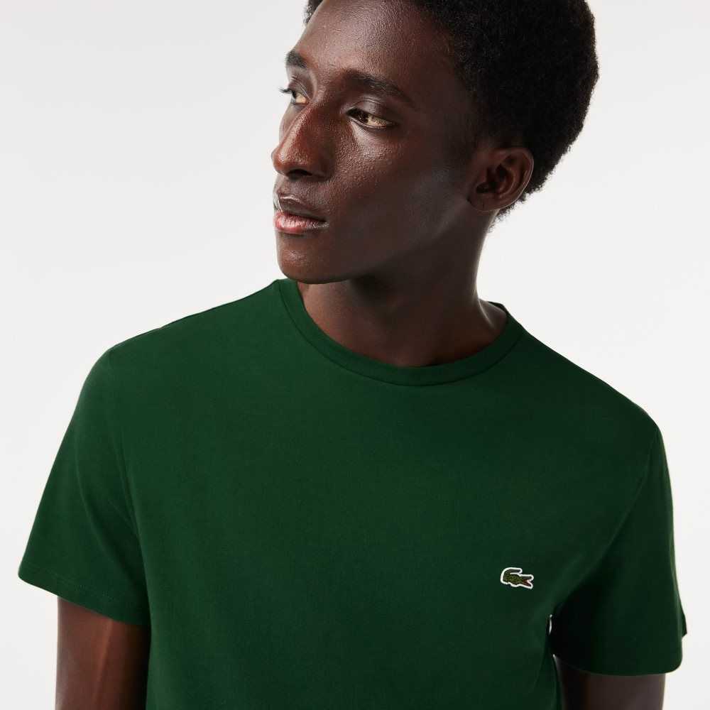 Lacoste Crew Neck Pima Bomull Jersey Gröna | MBRGV-1429