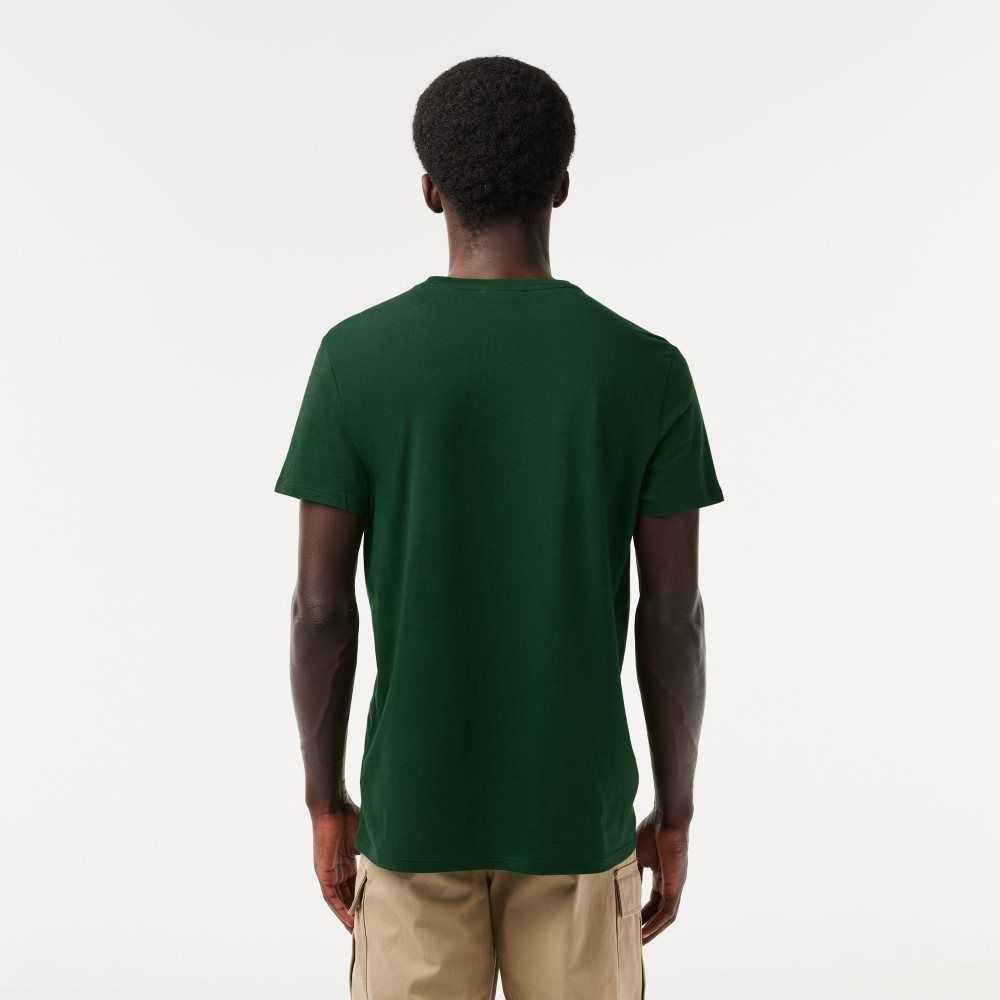 Lacoste Crew Neck Pima Bomull Jersey Gröna | MBRGV-1429