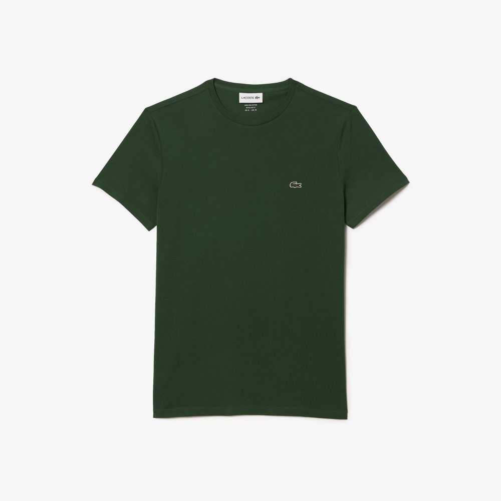 Lacoste Crew Neck Pima Bomull Jersey Gröna | MBRGV-1429