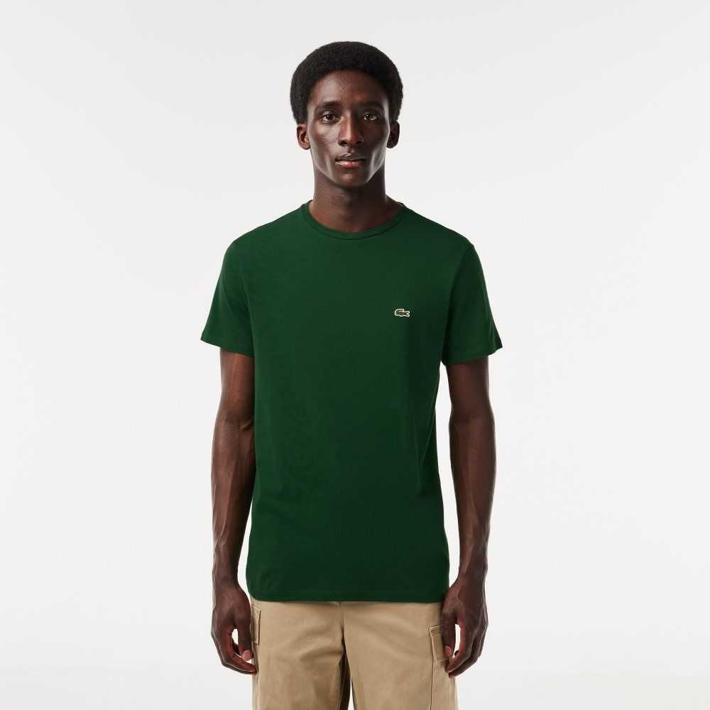 Lacoste Crew Neck Pima Bomull Jersey Gröna | MBRGV-1429