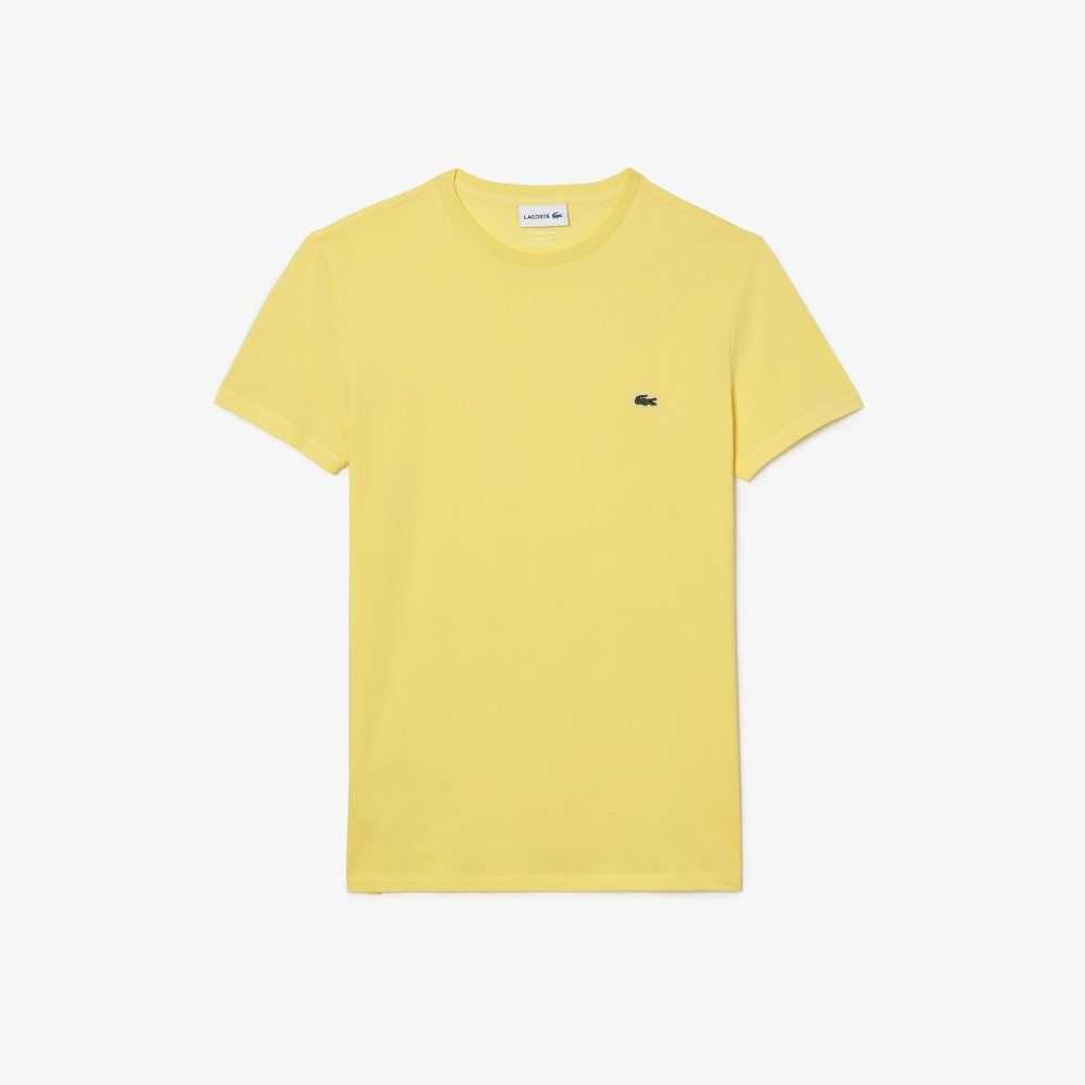 Lacoste Crew Neck Pima Bomull Jersey Gula | AVGCT-5418