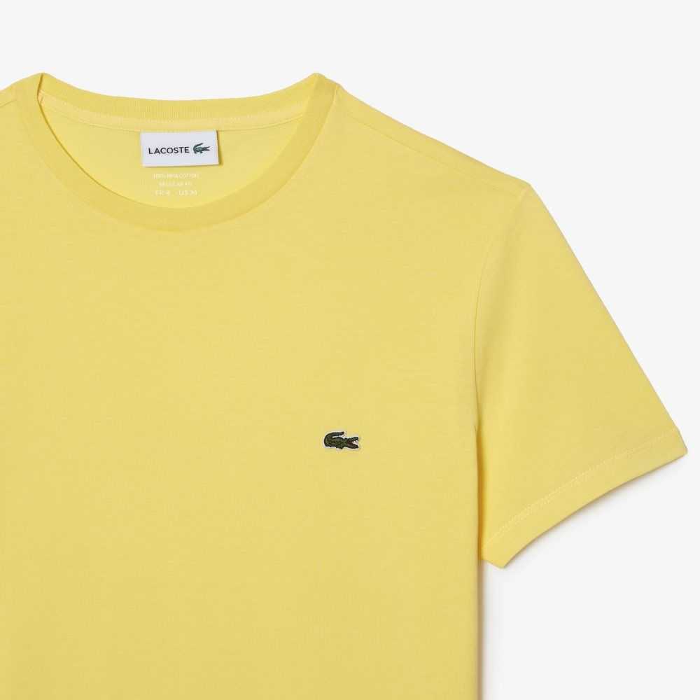 Lacoste Crew Neck Pima Bomull Jersey Gula | AVGCT-5418