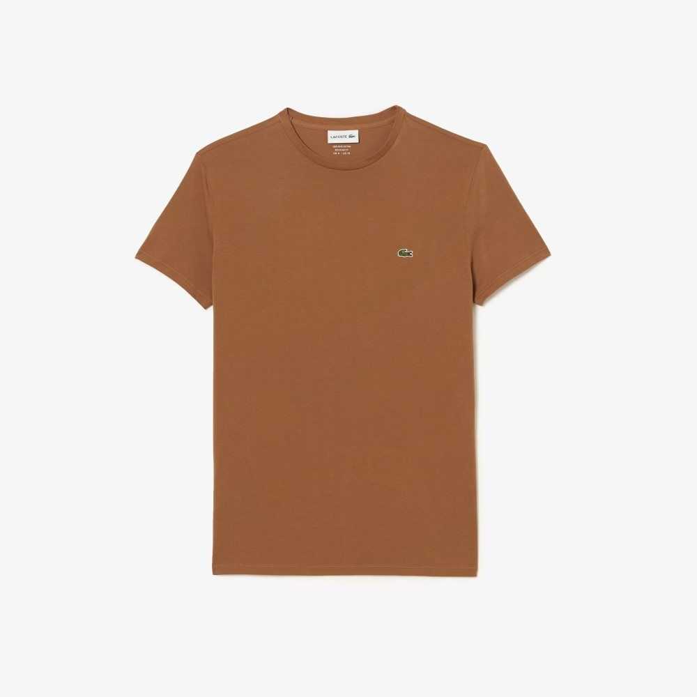 Lacoste Crew Neck Pima Bomull Jersey Ljusbruna | ZHQFB-8136