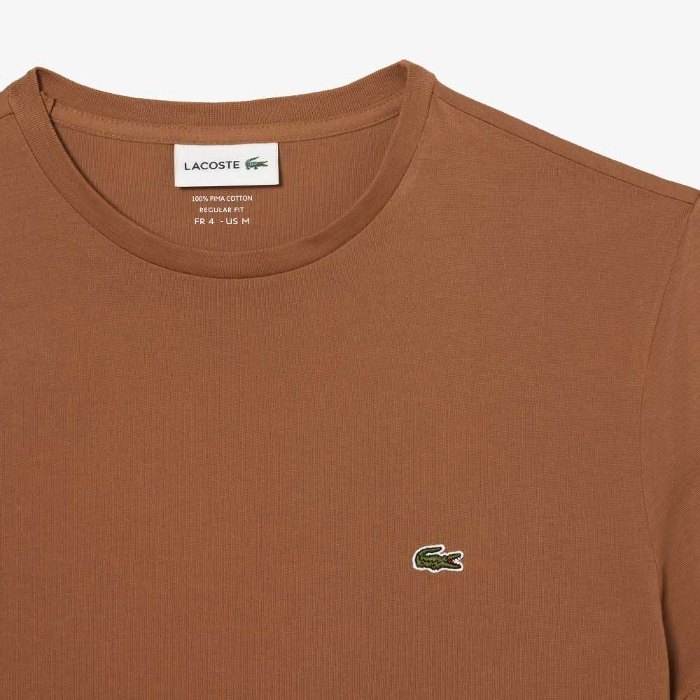 Lacoste Crew Neck Pima Bomull Jersey Ljusbruna | ZHQFB-8136