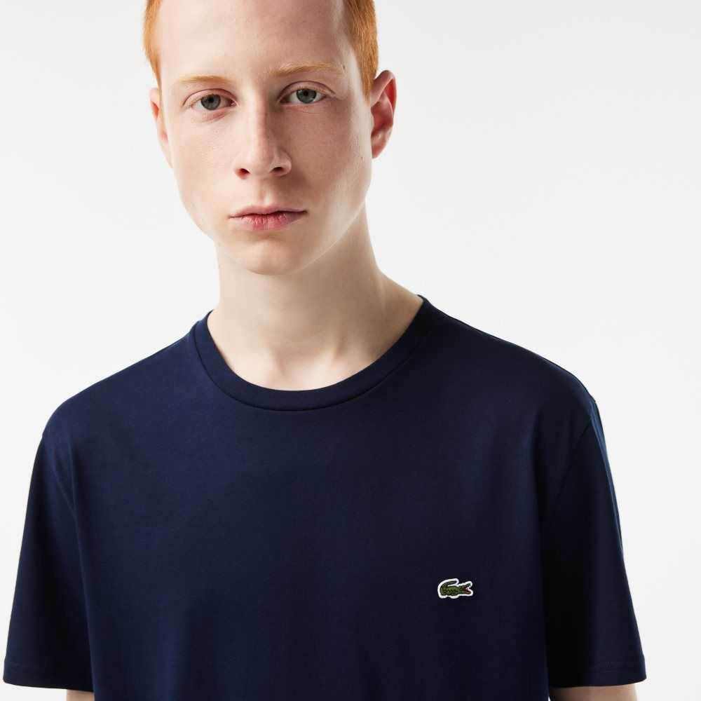 Lacoste Crew Neck Pima Bomull Jersey Marinblå Blå | ALUZH-0912