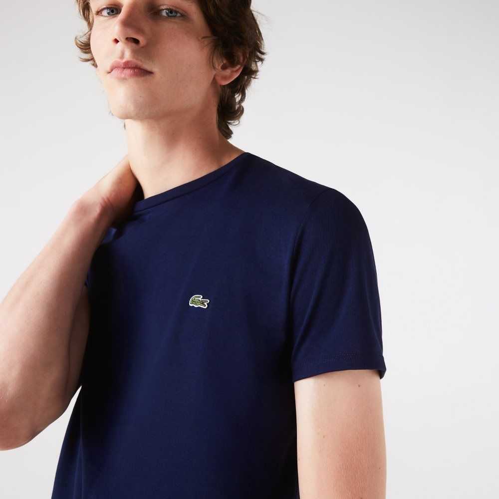 Lacoste Crew Neck Pima Bomull Jersey Marinblå Blå | ALUZH-0912