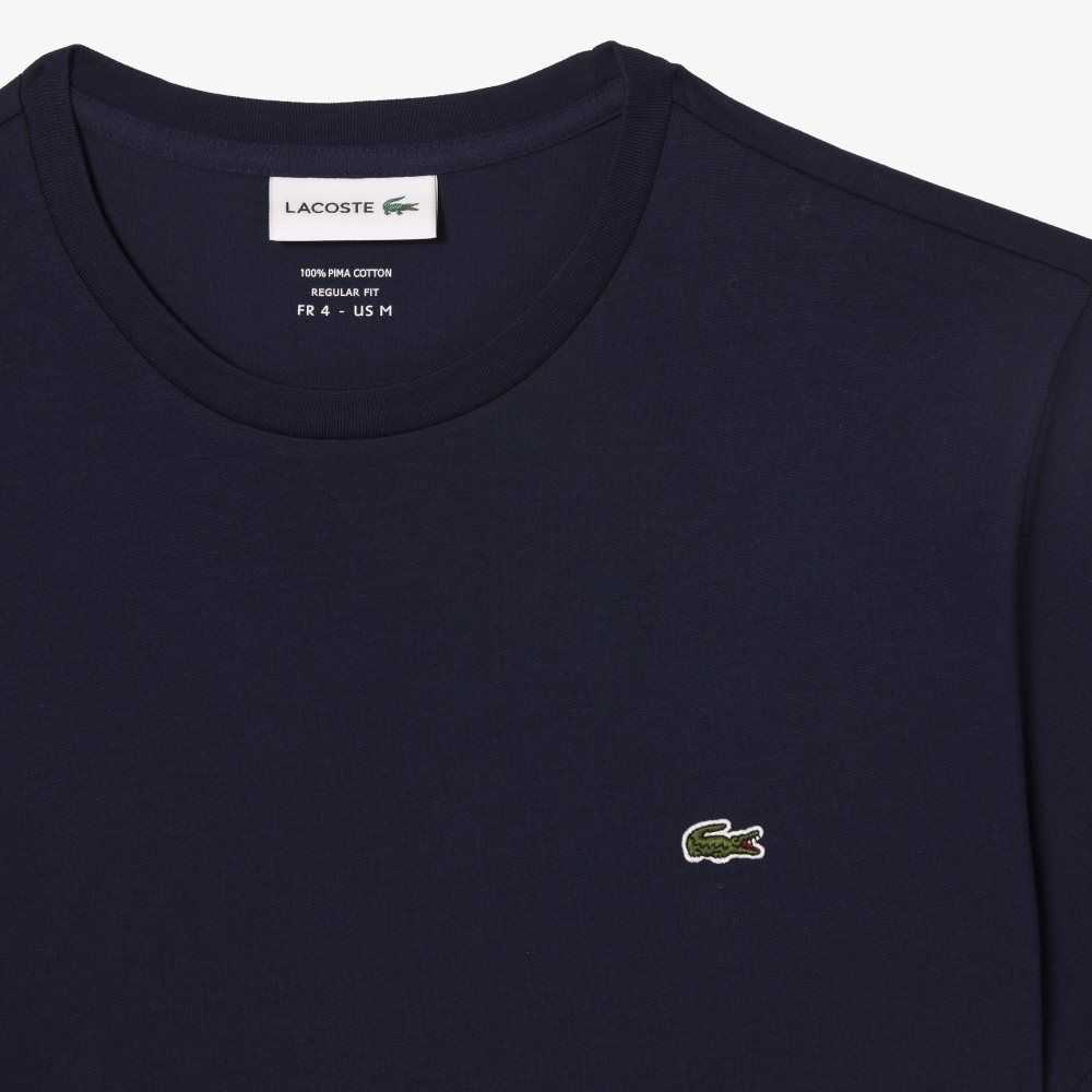 Lacoste Crew Neck Pima Bomull Jersey Marinblå Blå | ALUZH-0912