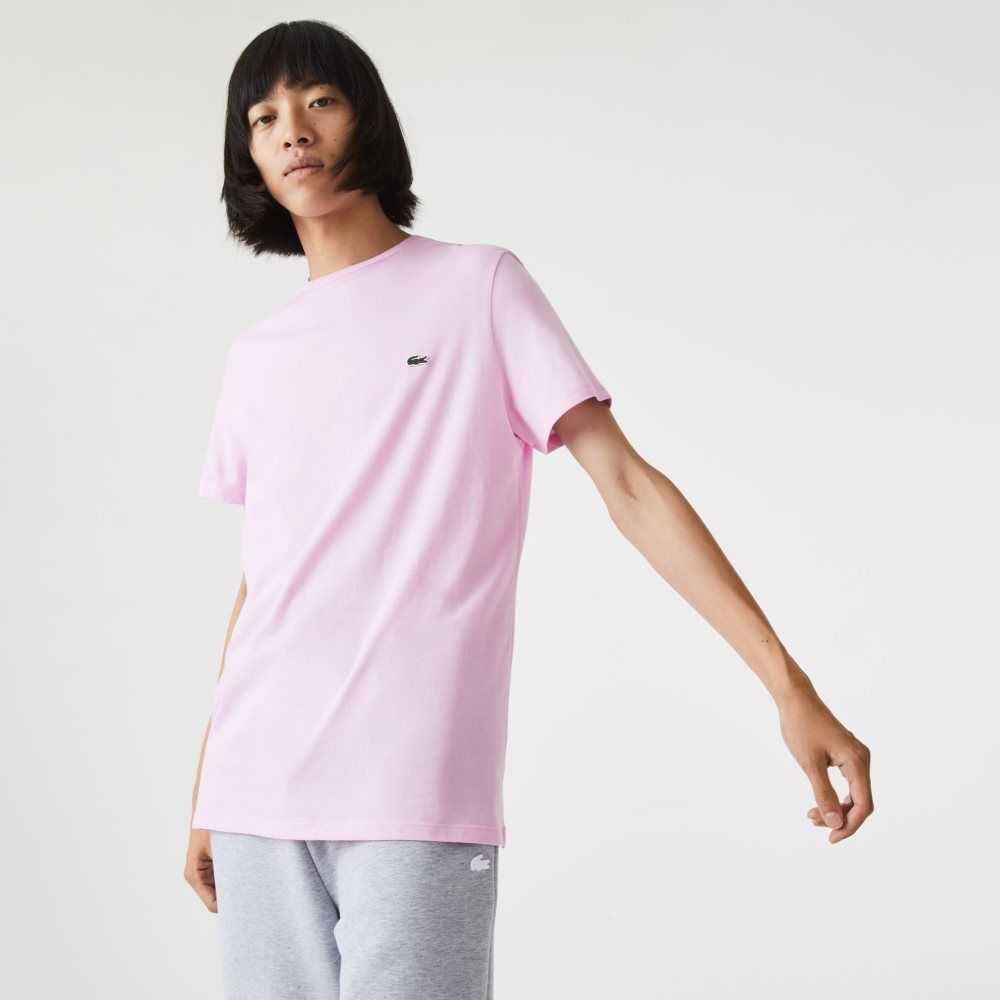 Lacoste Crew Neck Pima Bomull Jersey Rosa | FQPYV-5174