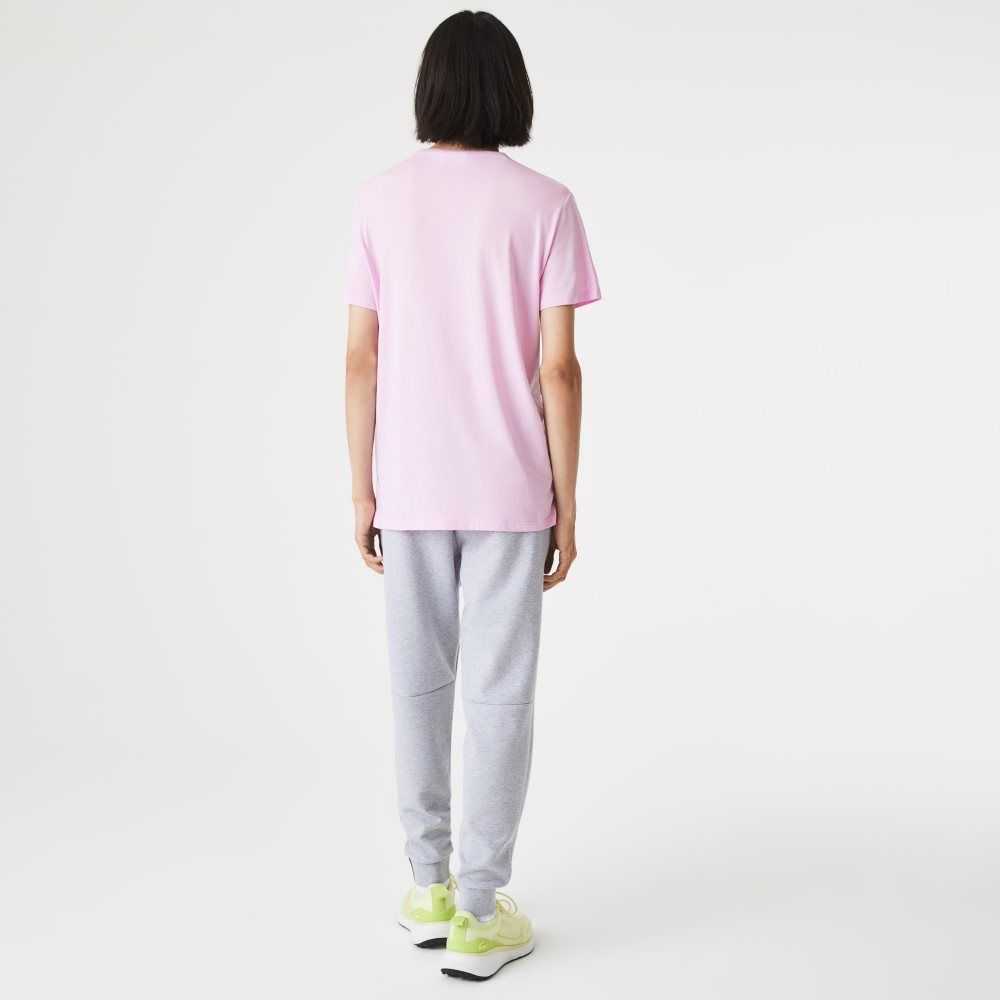 Lacoste Crew Neck Pima Bomull Jersey Rosa | FQPYV-5174