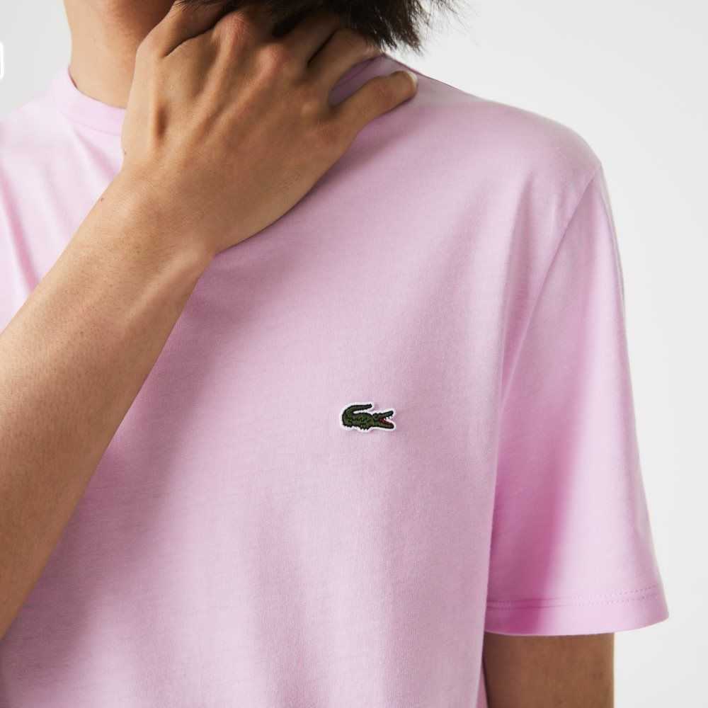 Lacoste Crew Neck Pima Bomull Jersey Rosa | FQPYV-5174