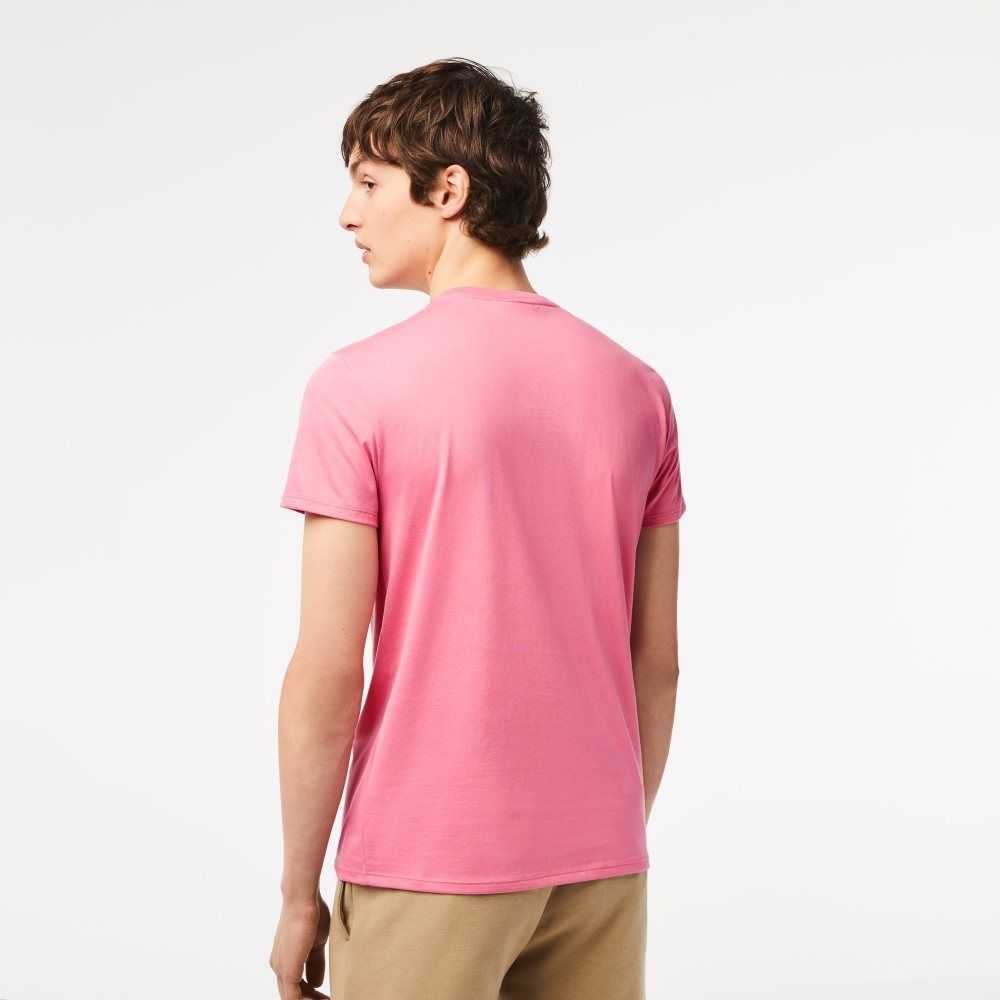 Lacoste Crew Neck Pima Bomull Jersey Rosa | GWDET-1047