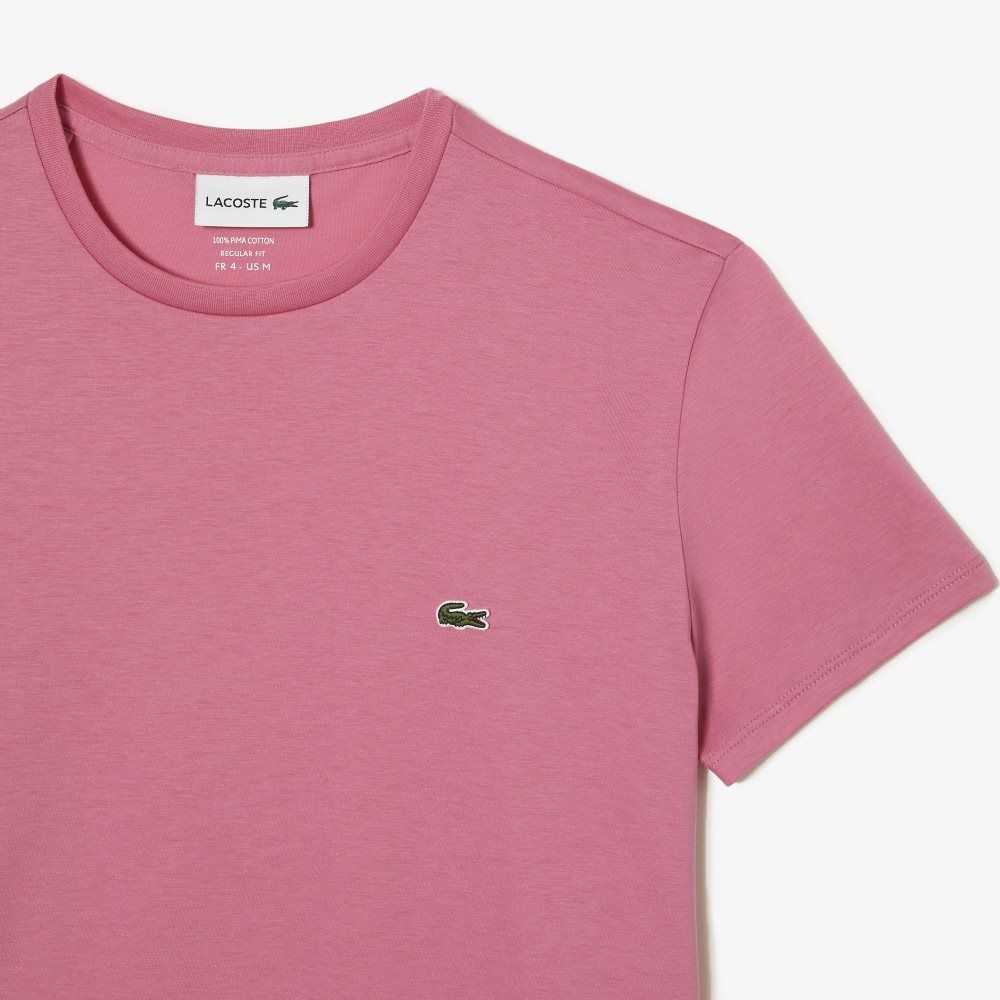 Lacoste Crew Neck Pima Bomull Jersey Rosa | GWDET-1047