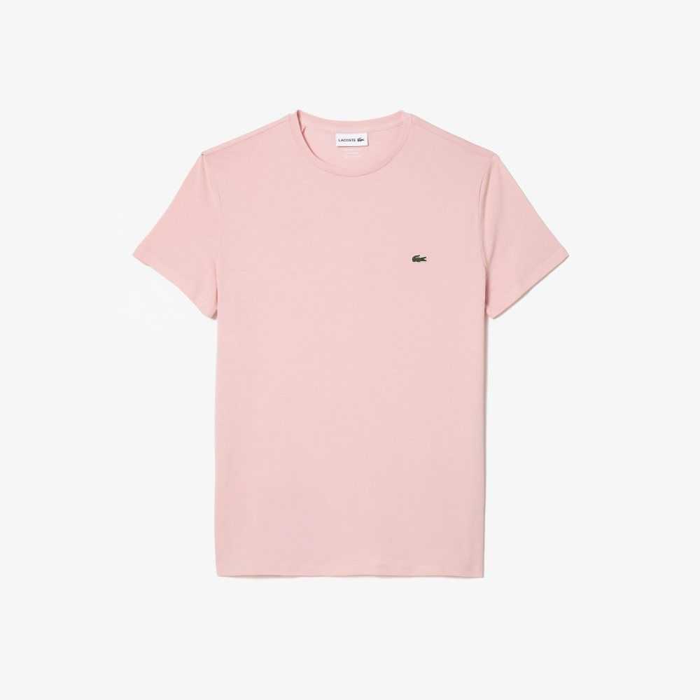 Lacoste Crew Neck Pima Bomull Jersey Rosa | QOXYE-2764