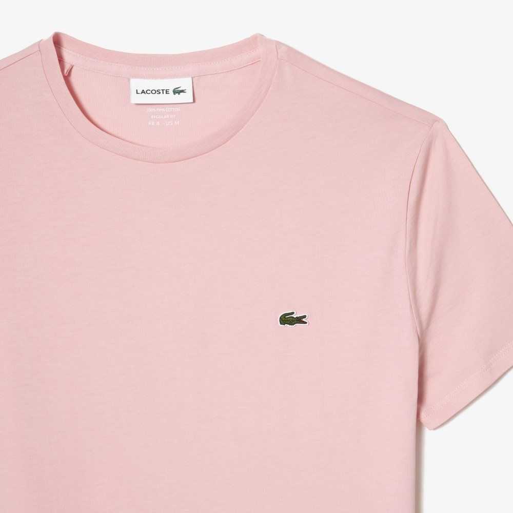 Lacoste Crew Neck Pima Bomull Jersey Rosa | QOXYE-2764