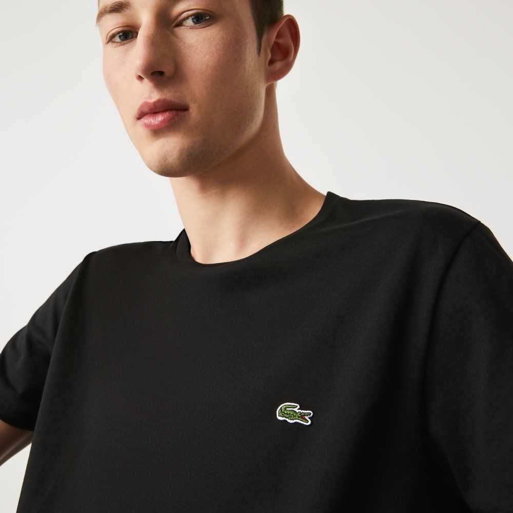 Lacoste Crew Neck Pima Bomull Jersey Svarta | OITBV-2638