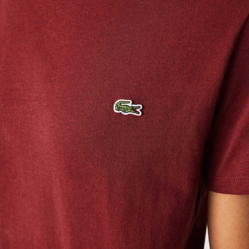 Lacoste Crew Neck Pima Bomull Jersey Vinröda | MLHNO-8567