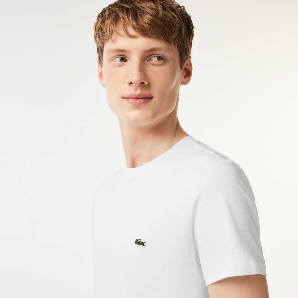 Lacoste Crew Neck Pima Bomull Jersey Vita | OBZNK-0351