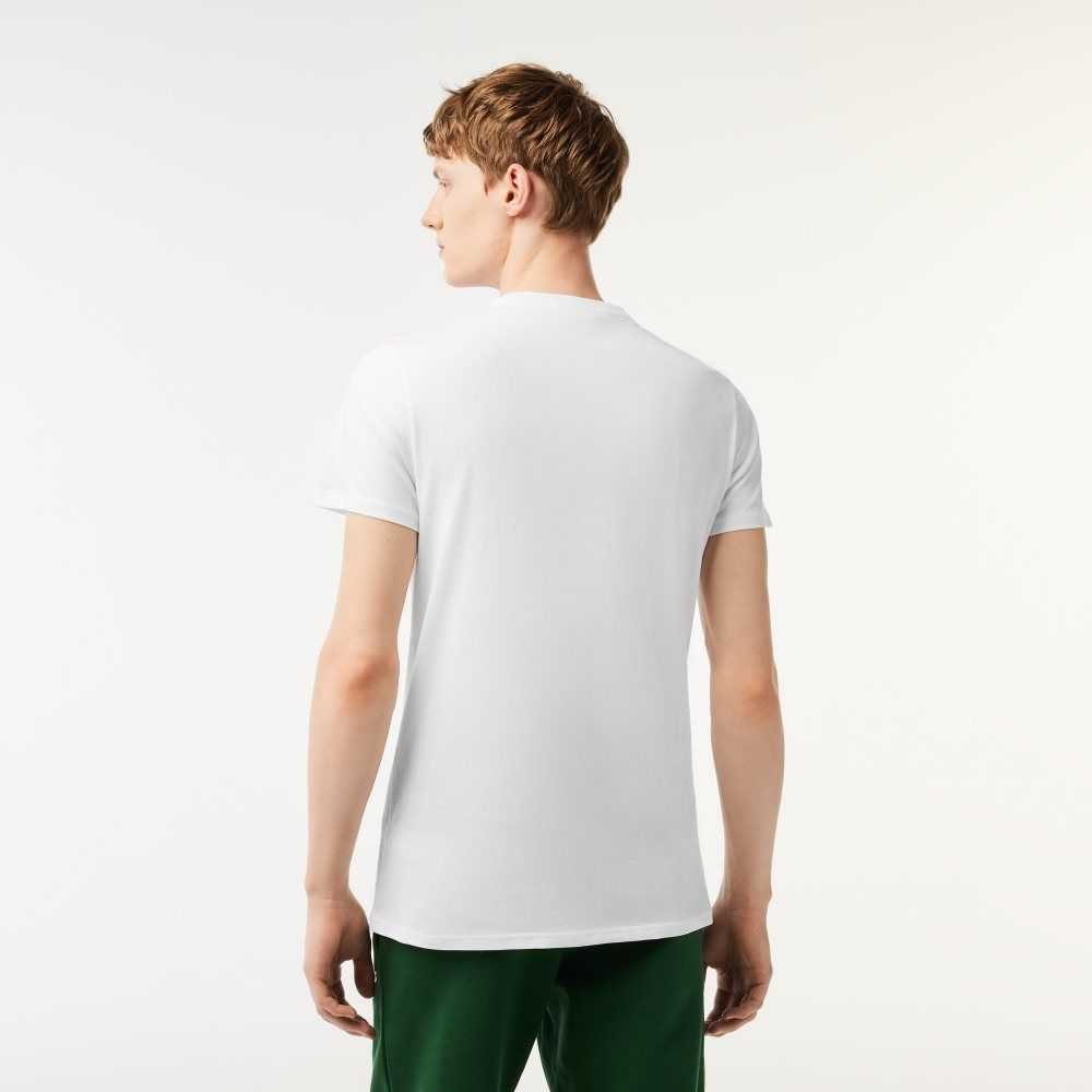 Lacoste Crew Neck Pima Bomull Jersey Vita | OBZNK-0351