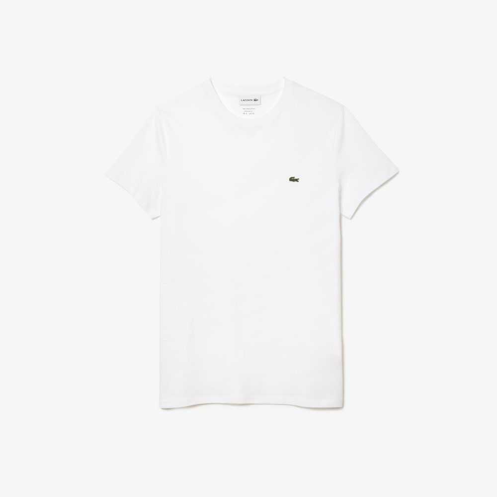 Lacoste Crew Neck Pima Bomull Jersey Vita | OBZNK-0351