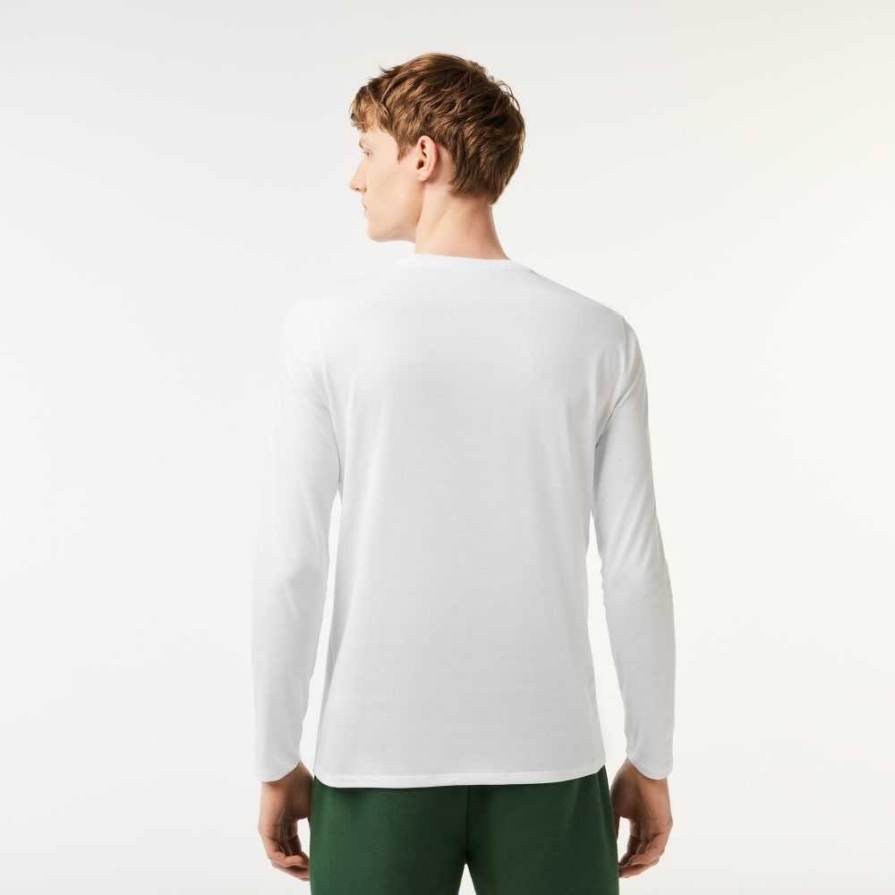 Lacoste Crew Neck Pima Bomull Jersey Vita | OKLZM-6589