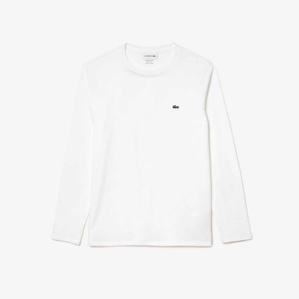 Lacoste Crew Neck Pima Bomull Jersey Vita | OKLZM-6589