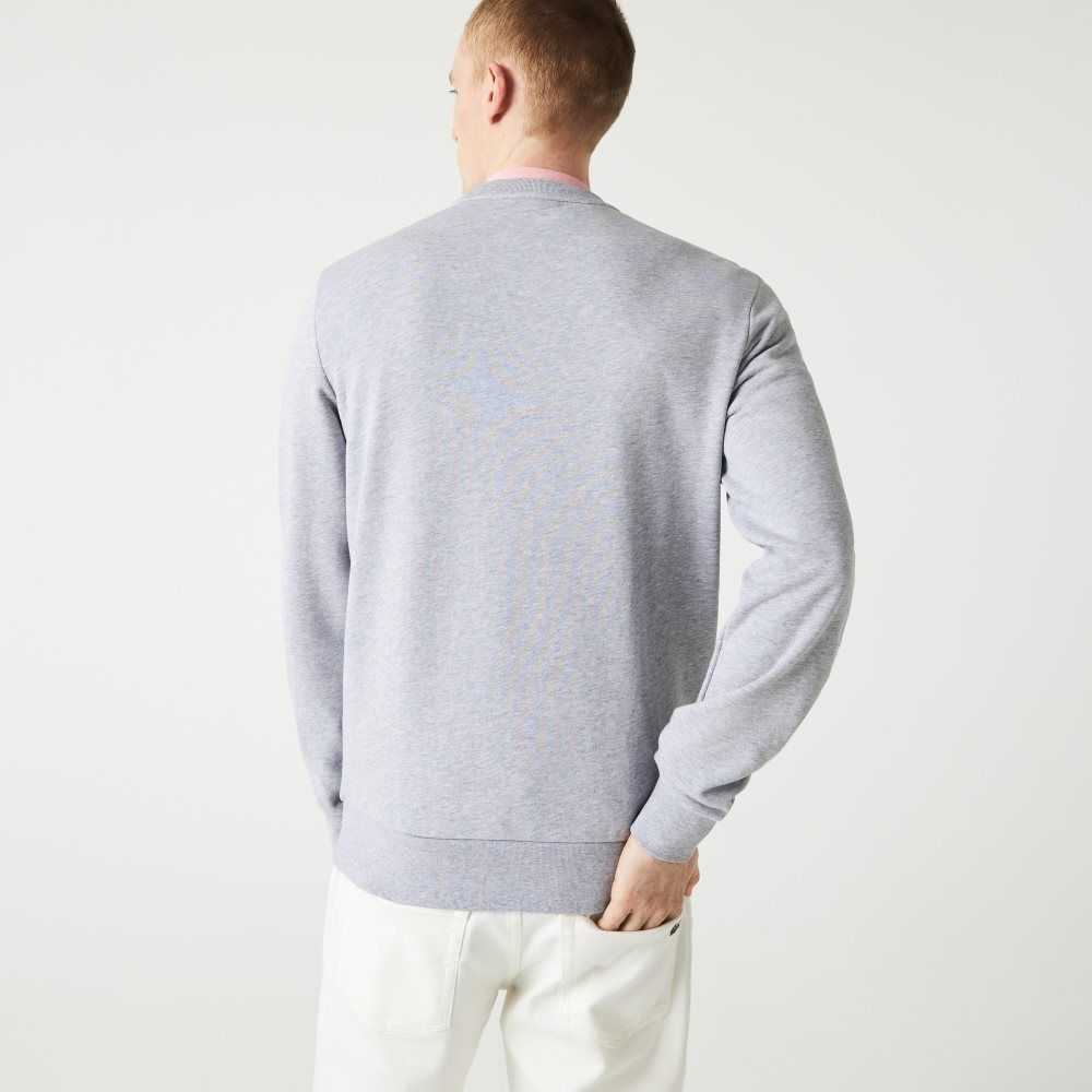 Lacoste Crew Neck Print Organic Bomull Fleece Grå | THZYE-1035