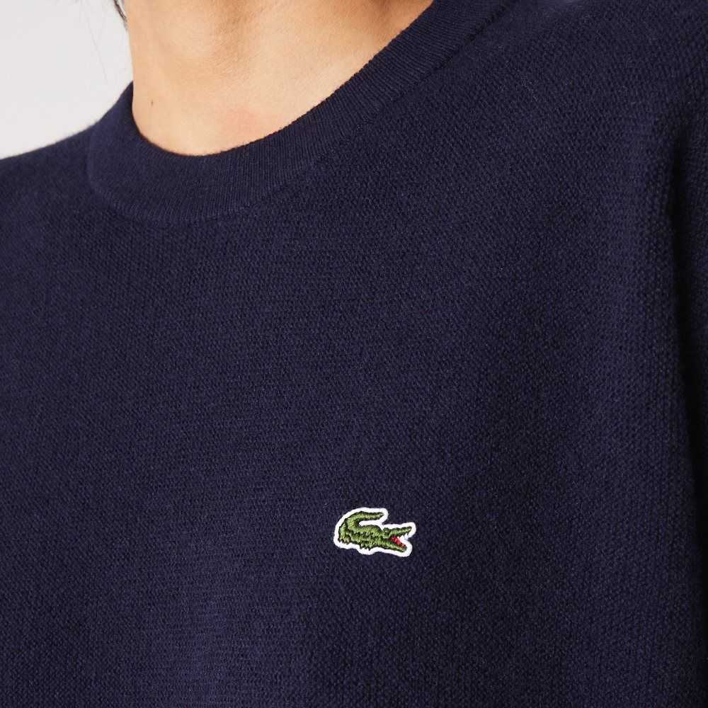 Lacoste Crew Neck Ull Marinblå Blå | WFVZH-4281